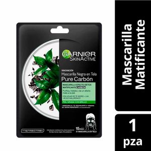 Mascarilla Facial de Tela GARNIER Skin Active Pure Carbón Unidad