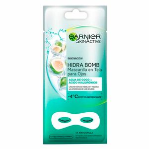 Mascarilla en Tela GARNIER para Ojos Hidra Bomb Agua de Coco Bolsa  1un