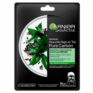 Mascarilla Facial de Tela GARNIER Skin Active Pure Carbón Unidad