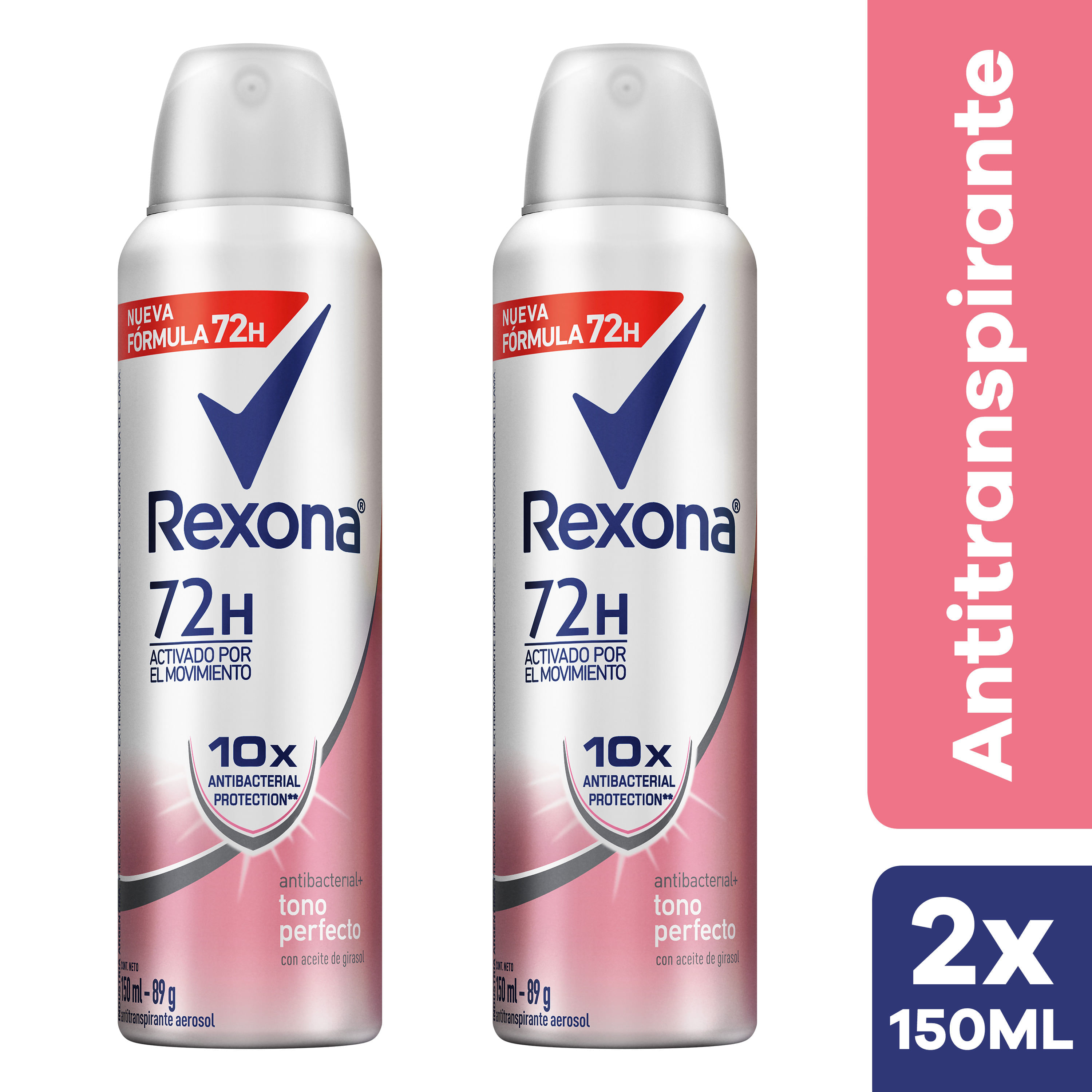 Desodorante en Aerosol para Mujer REXONA Antibacterial Frasco 150ml