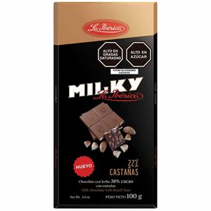 Chocolate LA IBÉRICA MILKY Con Castañas Barra 100g