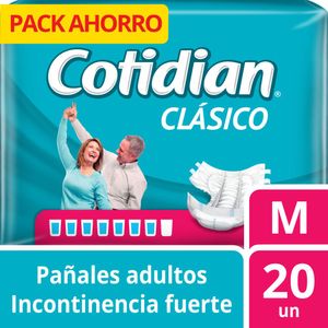 Pañales COTIDIAN Protección Adulta Talla M Paquete 20un