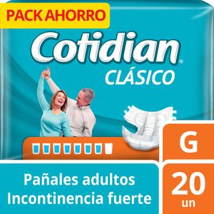 Pañales COTIDIAN Protección Adulta Talla G Paquete 20un