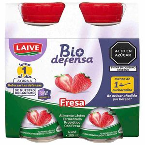 Yogurt LAIVE Bio Defensa Fresa Paquete 4un Botella 100ml