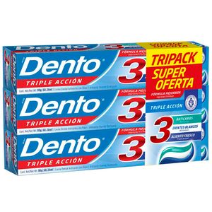 Pasta Dental DENTO Triple Acción Tubo 80g Caja 3un