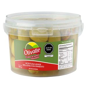 Aceituna Verde Rellena con Pimiento OLIVALLE Balde 350g