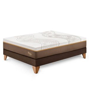 Cama Europea Royal Abrazzo 2 Plazas - Chocolate + 2 almohadas viscoelásticas + protector