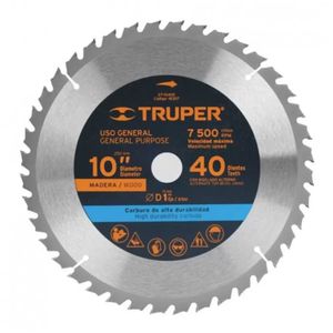 Disco Sierra Circular 10" X 1" 40 Para Madera Truper 18307