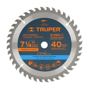 Disco Sierra Circular 7 1/4" X 5/8" 40 P/MA Truper 18301