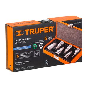 Juego 6 Dados Punta Hex. Milimétrica 1/2" Truper 13926