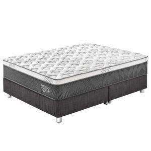 Cama Box Tarima PARAISO Pocket Star Charcoal King + 2 Almohadas + Protector