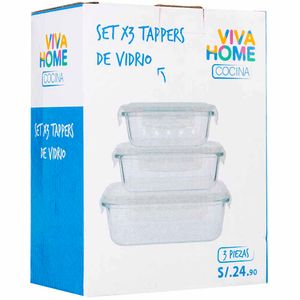 Set de Tápers VIVA HOME Vidrio Paquete 3un