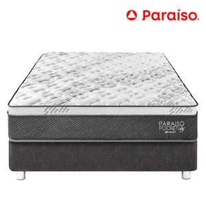Cama Box Tarima PARAISO Pocket Star Charcoal 1.5 Plz + 1 Almohada + Protector