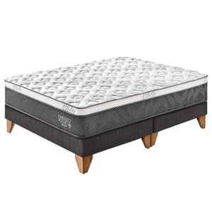 Cama Box Tarima  Europea PARAISO Pocket Star Charcoal King + 2 Almohadas + Protector