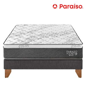 Cama Box Tarima  Europea PARAISO Pocket Star Charcoal King + 2 Almohadas + Protector