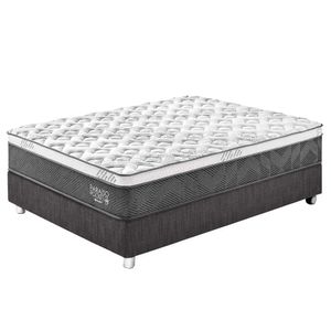 Cama Box Tarima PARAISO Pocket Star Charcoal 1.5 Plz + 1 Almohada + Protector