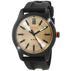 Reloj Hugo Boss Dublin 1550045 Para Hombre Correa de Silicona Negro Dial Dorado