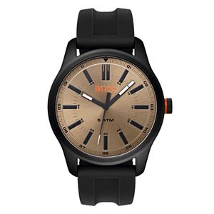 Reloj Hugo Boss Dublin 1550045 Para Hombre Correa de Silicona Negro Dial Dorado