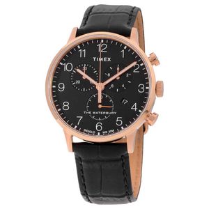 Reloj Timex Waterbury TW2R72000 Para Hombre Fecha Luz de Fondo Indiglo Negro Dorado