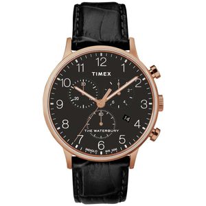Reloj Timex Waterbury TW2R72000 Para Hombre Fecha Luz de Fondo Indiglo Negro Dorado