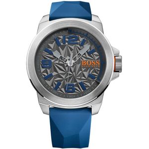 Reloj Hugo Boss New York 1513355 Para Hombre Acero Inoxidable Correa de Silicona Azul Gris