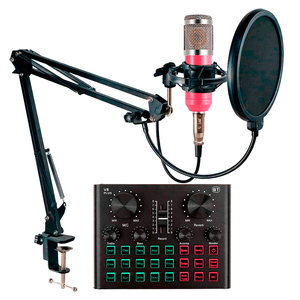 Kit Micrófono BM 800 profesional y Tarjeta de sonido V8 Plus de estudio - ROSA