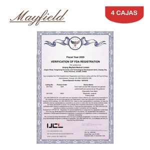 Mascarilla Quirúrgica Mayfield 3 Capas 3 Pliegues Celeste Caja*50und Pack 4 Cajas