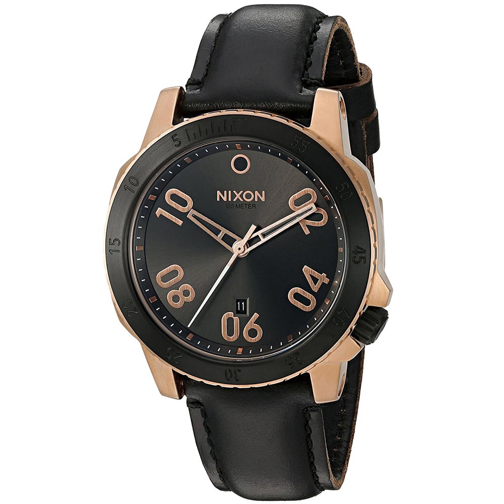 Reloj Nixon Ranger A5082308 Para Hombre Acero Inoxidable Correa de Cuero Negro Bronce Real Plaza