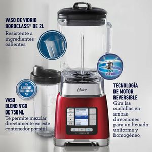 Licuadora ActiveSense 2 Litros con Blend N Go OSTER BLSTTDGRBG Rojo