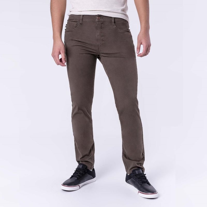 Pantalones De Drill Strech Semipitillo Slim Fit De Hombre