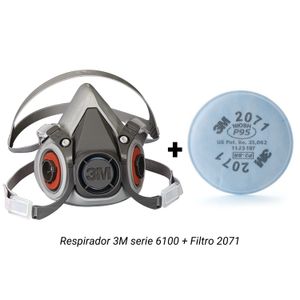 Kit Respirador 3M 6100 + Filtro 2071 para Partículas P95