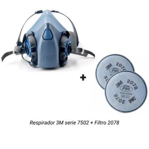 Respirador 3M 7502 + Filtro 2078 P95 para Vapor