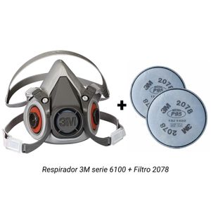 Respirador 3M 6100 + Filtro 2078 P95 para Vapor