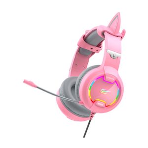 Audífono Gamer HAVIT Cat Ear RGB H2233D Pink
