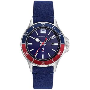 Reloj Nautica N83 Accra Beach NAPABF917 Para Hombre Fecha Correa de Cuero Azul