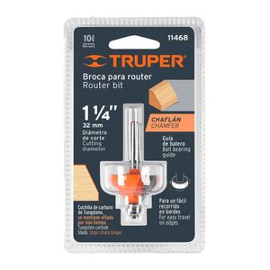 Fresa Router Chaflan 1-1/4" Con Balero Truper 11468