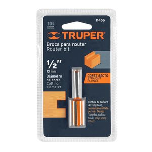 Fresa Router Recta 2 Filos 1/2" Truper 11456