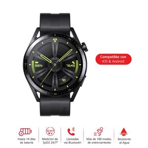 Smartwatch Huawei GT3 Active, gps, resistente al agua, máx. 14 días, llamadas, +100 modos deportivos, 1.43", negro