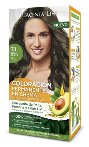 Placenta Life Coloración 7.1 Rubio Ceniza Kit