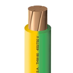 Cable THW-90 450/750 V 12 AWG amarillo/verde