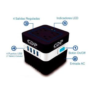 Estabilizador Cdp RU-AVR604I 600va 300w 4 Salidas