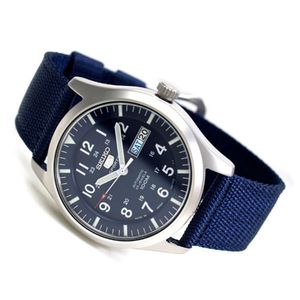 Reloj Seiko 5 Sports SNZG11 Automático para hombre Fecha Correa de Nailon Plateado Azul