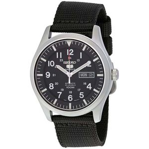 Reloj Seiko 5 Sports SNZG15 Automático para hombre Fecha Correa de Nailon Plateado negro