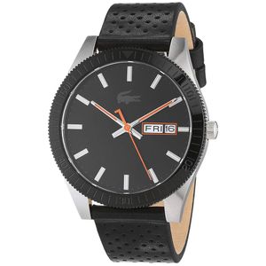 Reloj Lacoste Legacy 2010982 Para Hombre Fecha Acero Inoxidable Correa de Cuero Negro