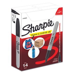 Box Marcador Permanente Sharpie Punta Fina Negro X12 + 2