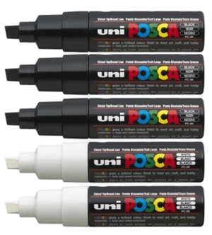 Set Marcadores Posca Punta 8K X 5 Black&White