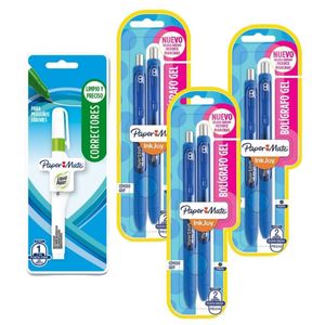 Pack Boligrafo Inkjoy Gel Paper Mate Retráctil X6 + 1 Liquid