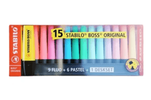 Resaltador Stabilo Boss Deskset x 15 Colores