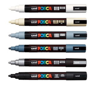 Set Marcadores Posca Punta 5M X 6 Shade Of Gray