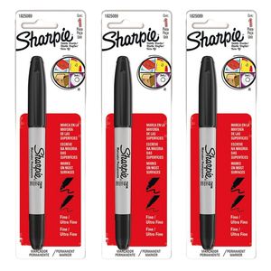 Marcador Permanente Sharpie Doble Punta Negro X 3
